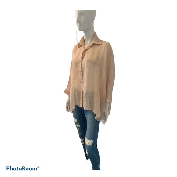 New Unbranded Collared Soft Pink top S/M - Picture 2 of 9